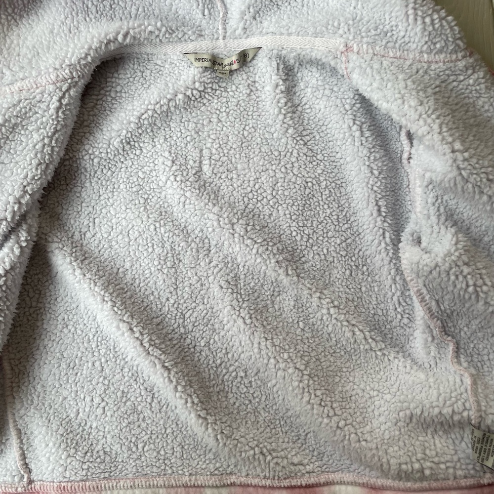 Girls Pink Marbled Sherpa-like Lined Hoodie Jacket Size 7 8 - Picture 8 of 9